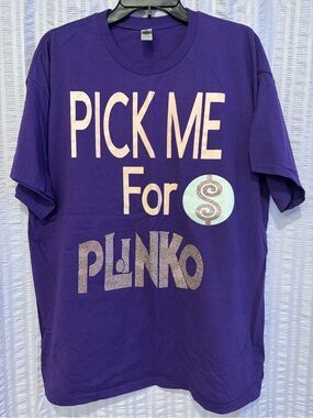 Gildan Purple Tee "Pick Me For Plinko" Graphic Tee
